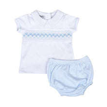  Lilly and Logan Smocked Short Sleeve Diaper Cover Set - Blue - Magnolia BabyDiaper Cover