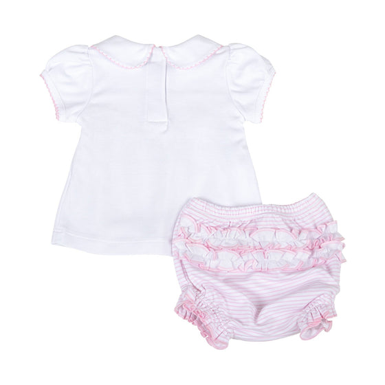 Lilly and Logan Smocked Short Sleeve Diaper Cover Set - Pink - Magnolia BabyDiaper Cover