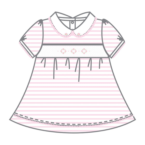 Lilly and Logan Smocked Short Sleeve Dress - Pink - Magnolia BabyDress