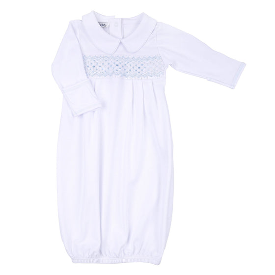 Lilly & Lucas Smocked Long Sleeve Gown - Blue - Magnolia BabyGown