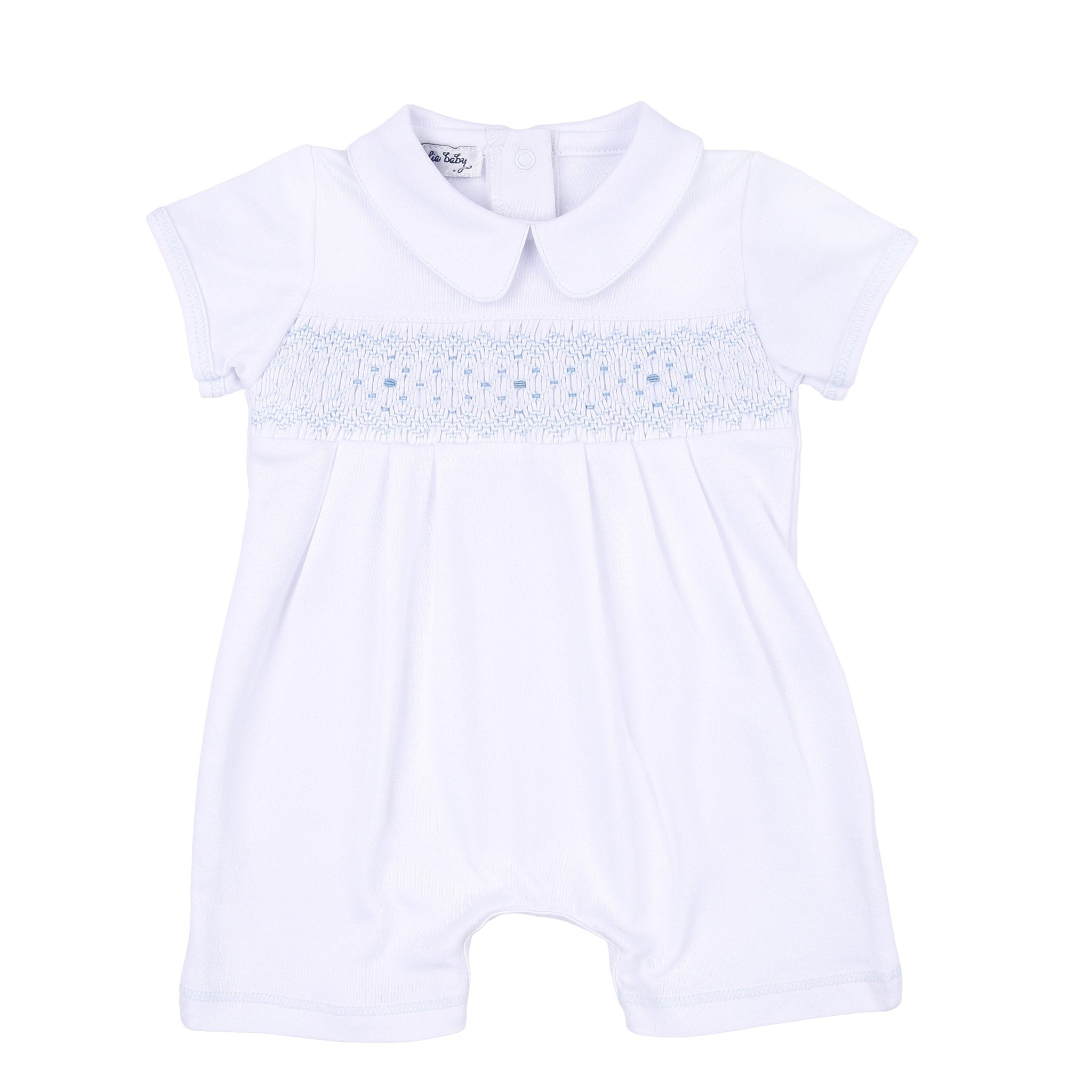 Lilly & Lucas Smocked Short Playsuit - Blue - Magnolia BabyShort Playsuit