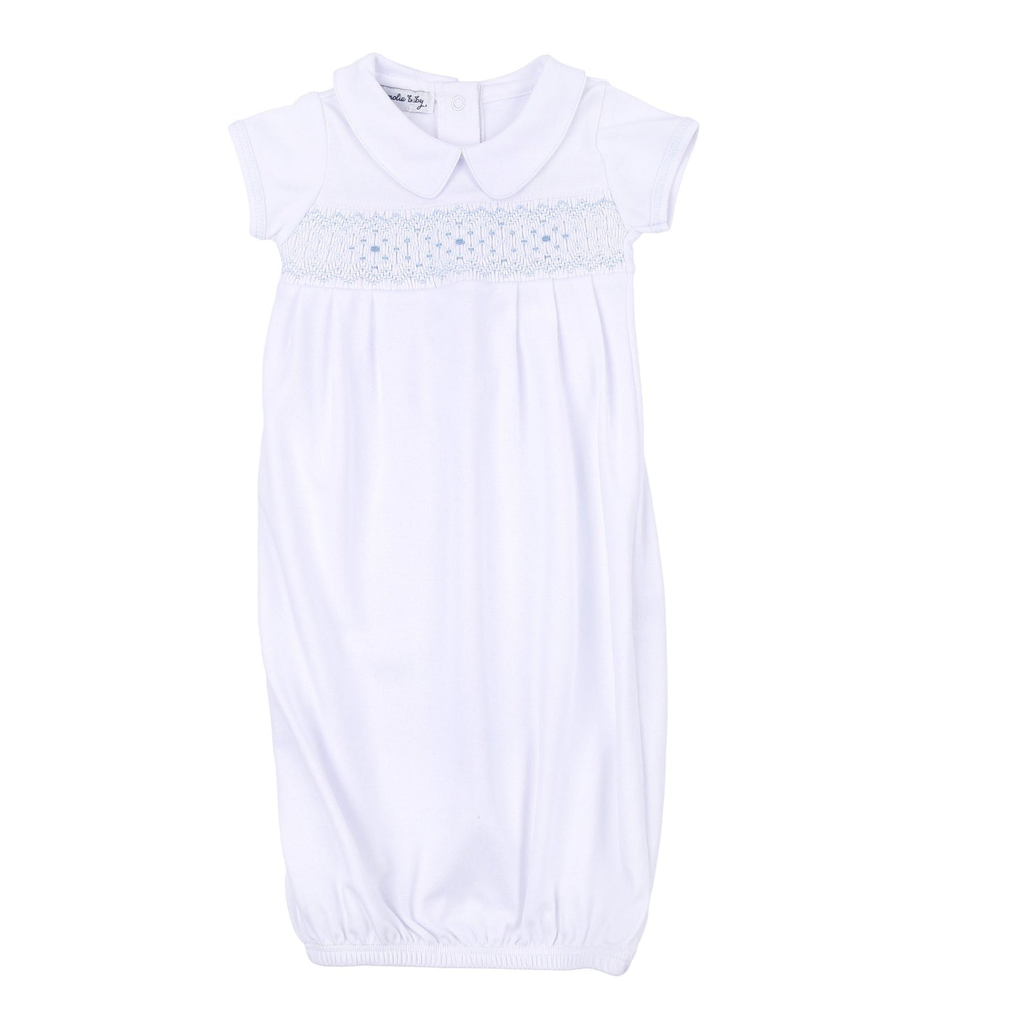 Lilly & Lucas Smocked Short Sleeve Gown - Blue - Magnolia BabyGown