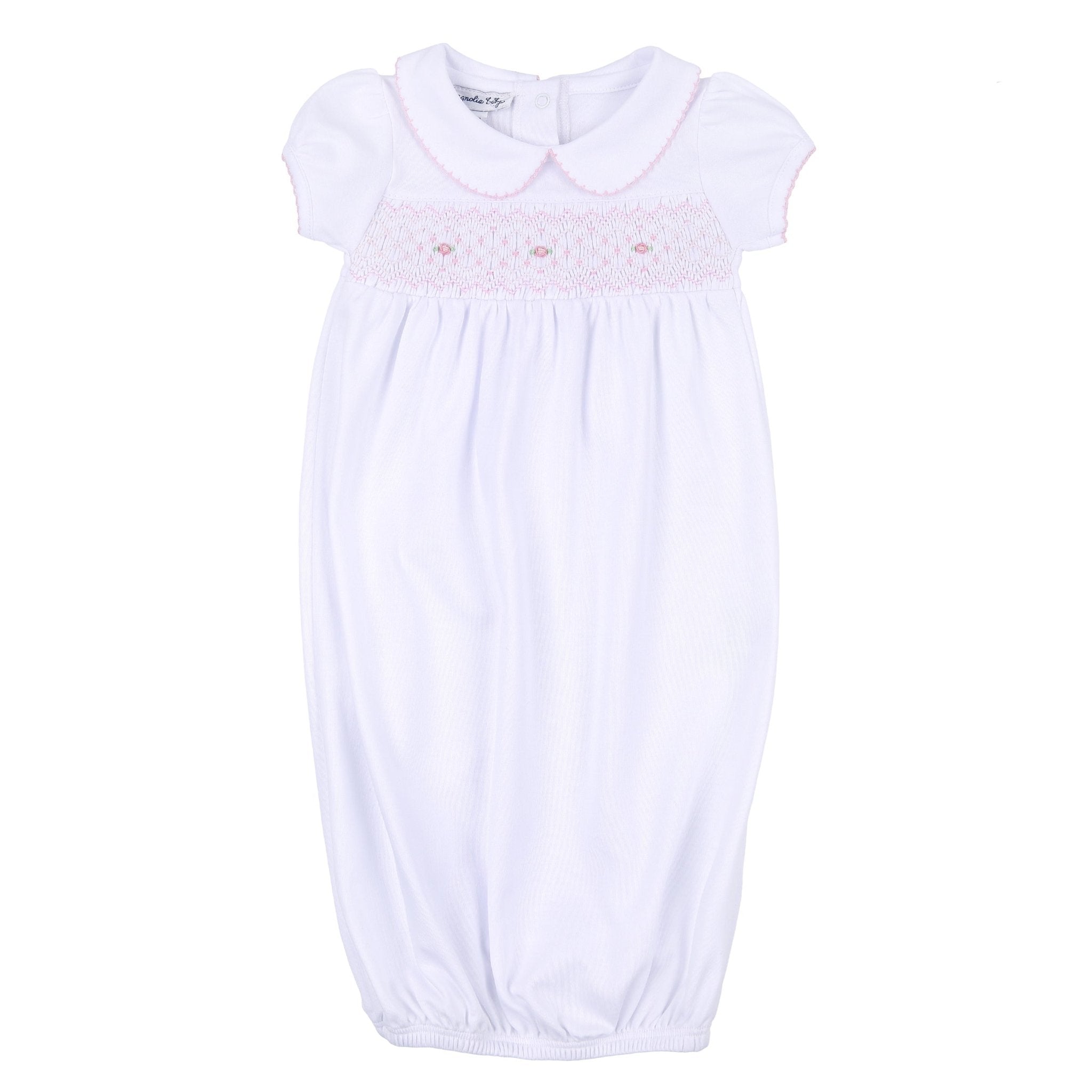 Lilly & Lucas Smocked Short Sleeve Gown - Pink - Magnolia BabyGown