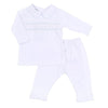 Lindsay and Luke Smocked Collared 2pc Pant Set - Blue - Magnolia BabyPant Set