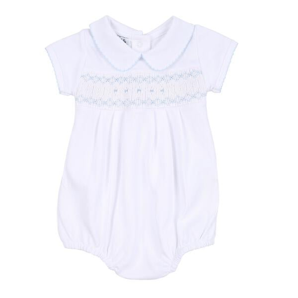 Lindsay and Luke Smocked Collared Bubble - Blue - Magnolia BabyBubble