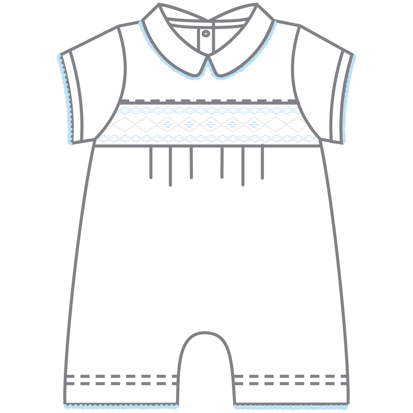 Lindsay and Luke Smocked Collared Short Playsuit - Blue - Magnolia BabyShort Playsuit