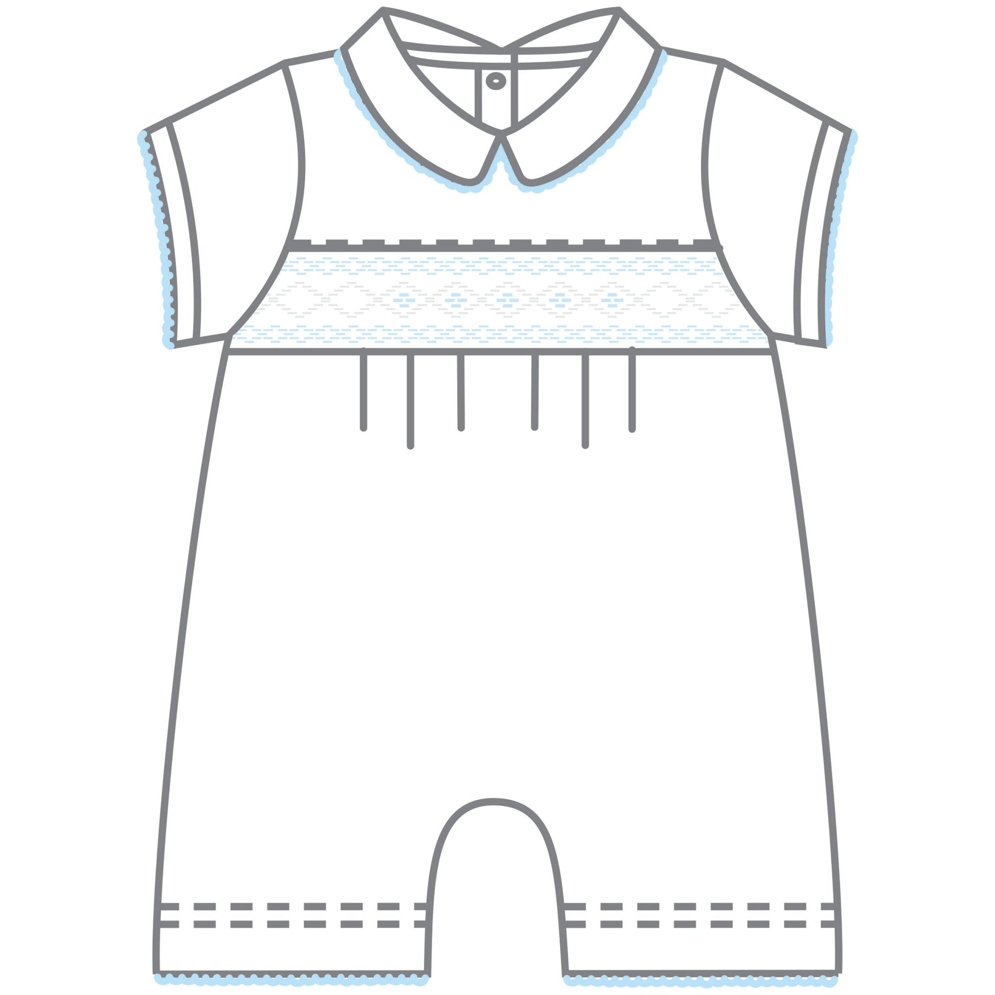 Lindsay and Luke Smocked Collared Short Playsuit - Blue - Magnolia BabyShort Playsuit