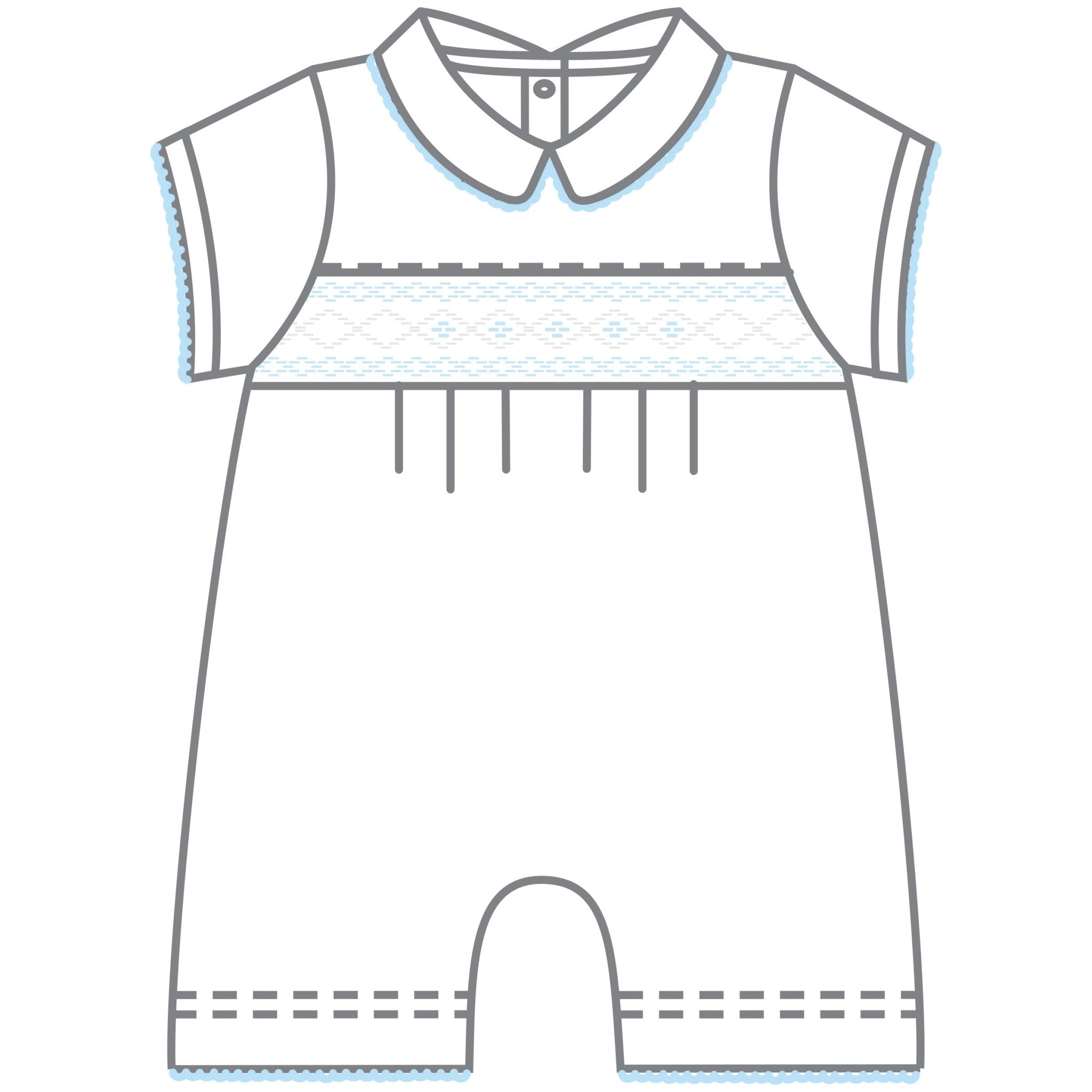 Lindsay and Luke Smocked Collared Short Playsuit - Blue - Magnolia BabyShort Playsuit