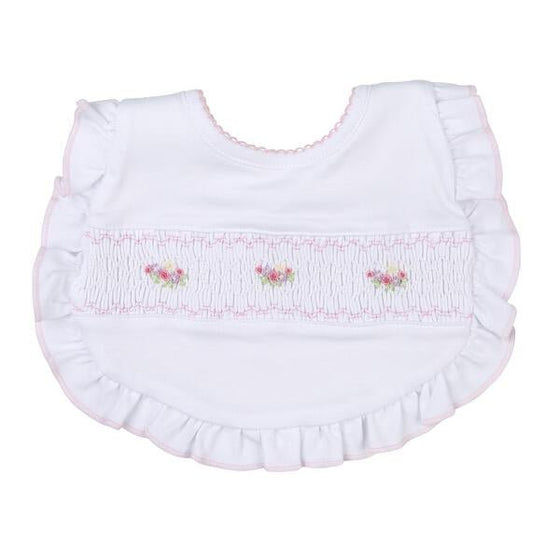 Lindsay and Luke Smocked Ruffle Bib - Pink - Magnolia BabyBib