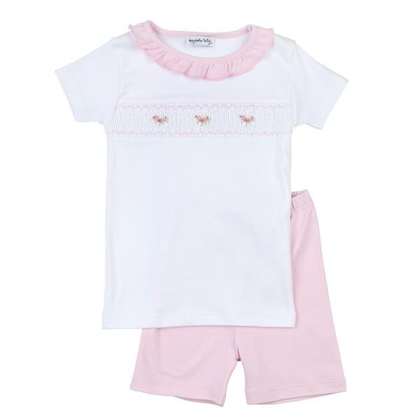 Lindsay and Luke Smocked Ruffle Short Pajama - Pink - Magnolia BabyShort Pajamas