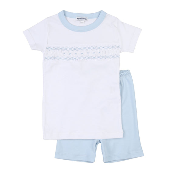 Lindsay and Luke Smocked Short Pajama - Blue - Magnolia BabyShort Pajamas