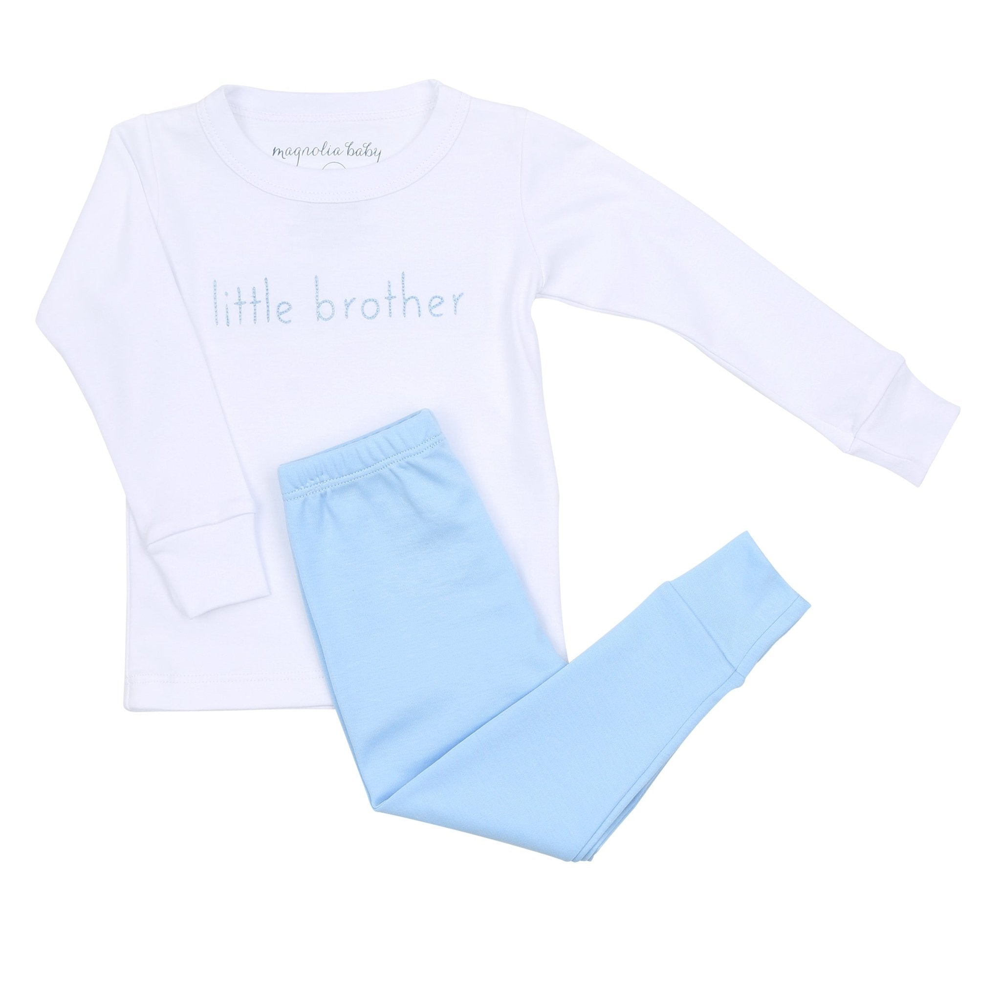 Little Brother Embroidered Long Pajamas - Magnolia Baby Long Pajamas