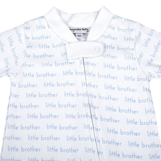 Little Brother Print Zip Footie - Magnolia BabyFootie