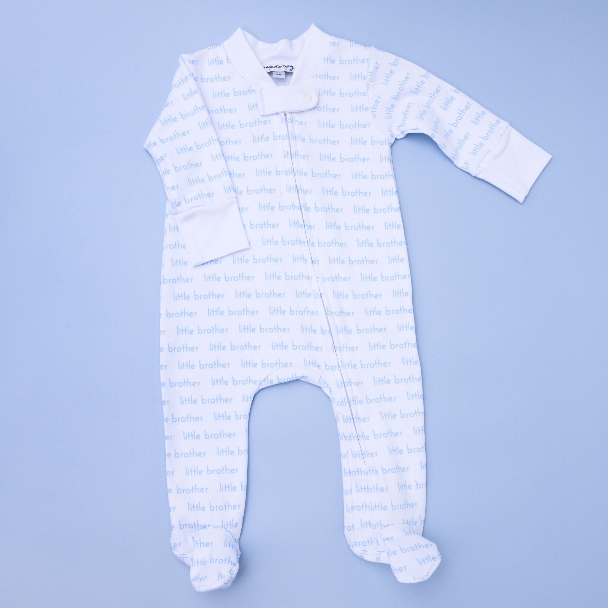 Little Brother Print Zip Footie - Magnolia Baby Footie