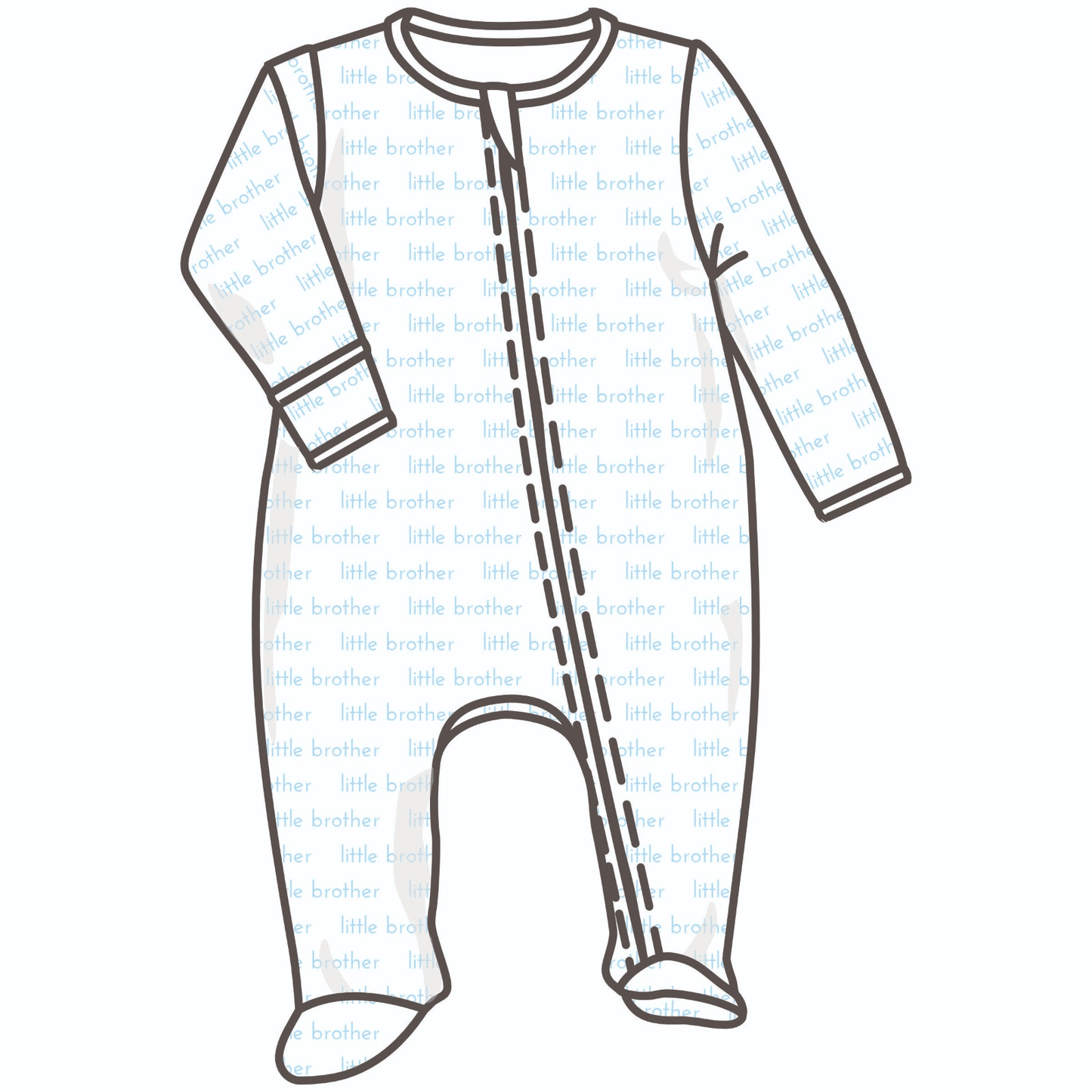 Little Brother Print Zip Footie - Magnolia BabyFootie