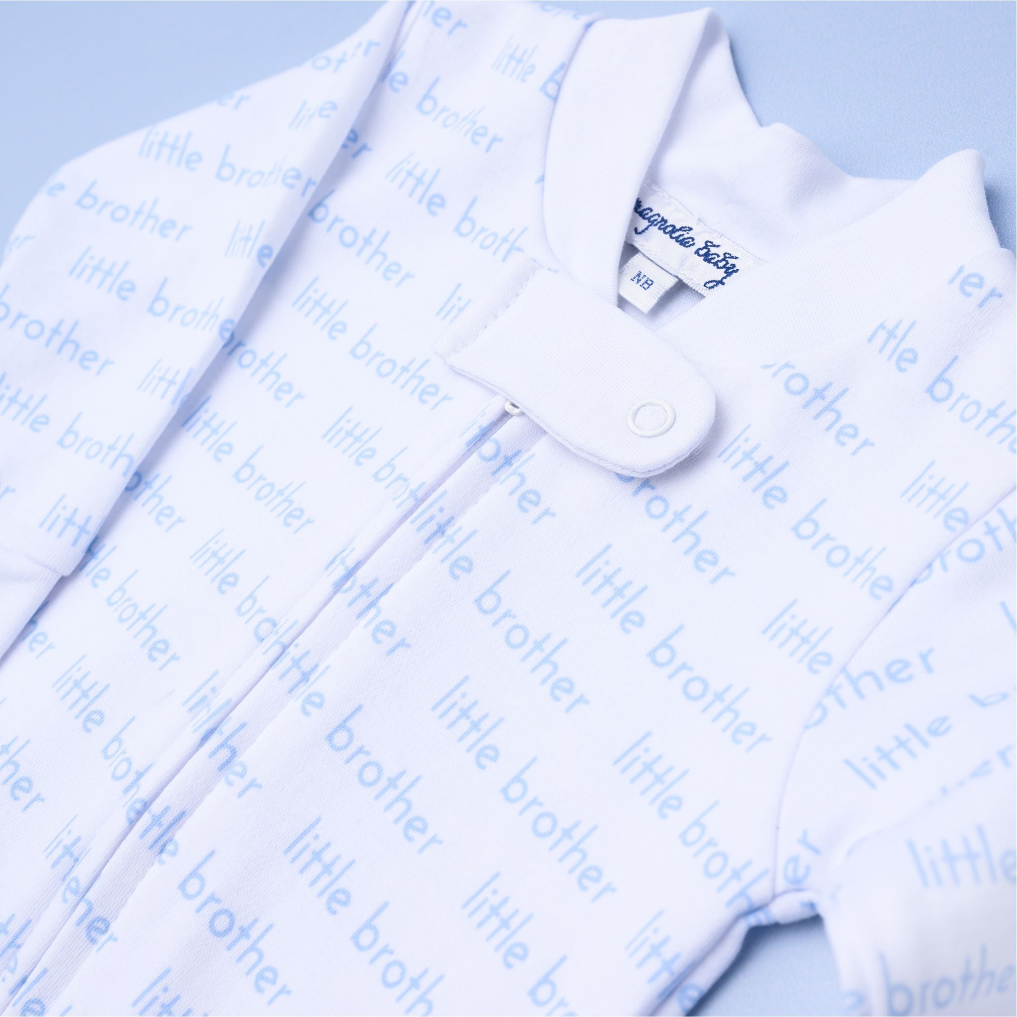 Little Brother Print Zip Footie - Magnolia Baby Footie