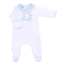 Little Caddie Applique Blue Collared Boy Footie - Magnolia BabyFootie