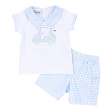  Little Caddie Applique Blue Collared Toddler Short Set - Magnolia BabyShort Set