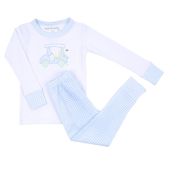 Little Caddie Applique Long Pajamas - Blue - Magnolia BabyLong Pajamas