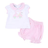 Little Caddie Applique Pink Collared Ruffle Diaper Cover Set - Magnolia BabyDiaper Cover