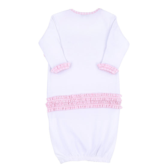 Little Caddie Applique Pink Ruffle Gown - Magnolia BabyGown