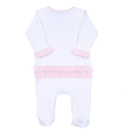 Little Caddie Applique Pink Ruffle Lap Footie - Magnolia BabyFootie