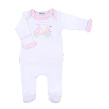  Little Caddie Applique Pink Ruffle Lap Footie - Magnolia BabyFootie