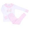 Little Caddie Applique Ruffle Long Pajamas - Pink - Magnolia BabyLong Pajamas