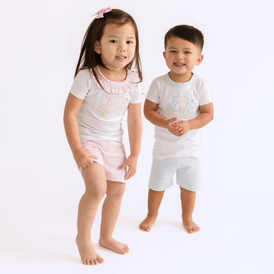 Little Caddie Applique Ruffle Short Pajamas - Pink - Magnolia BabyShort Pajamas