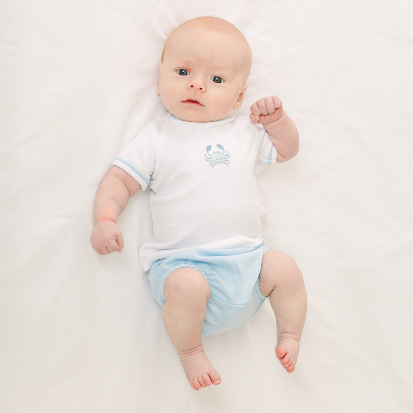 Little Crawlers Embroidered Diaper Cover Set - Light Blue - Magnolia BabyDiaper Cover