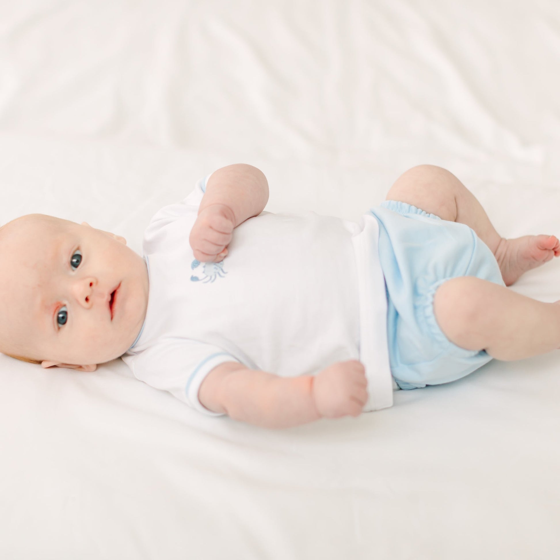 Little Crawlers Embroidered Diaper Cover Set - Light Blue - Magnolia BabyDiaper Cover