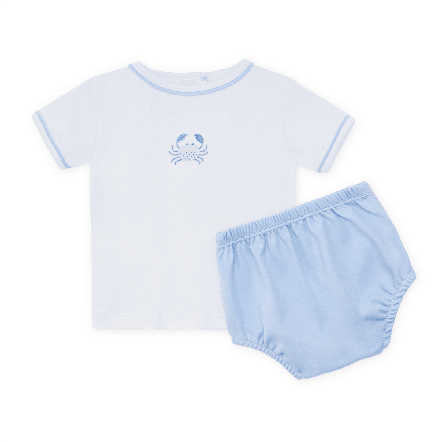 Little Crawlers Embroidered Diaper Cover Set - Light Blue - Magnolia BabyDiaper Cover