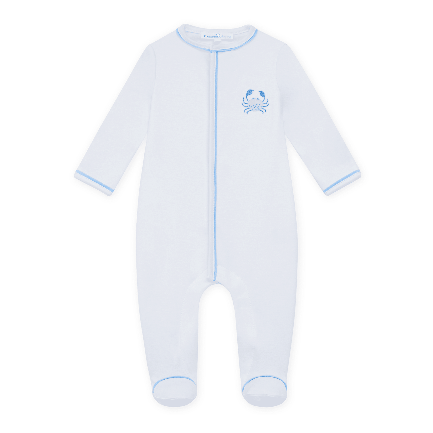 Little Crawlers Embroidered Footie - Light Blue - Magnolia BabyFootie