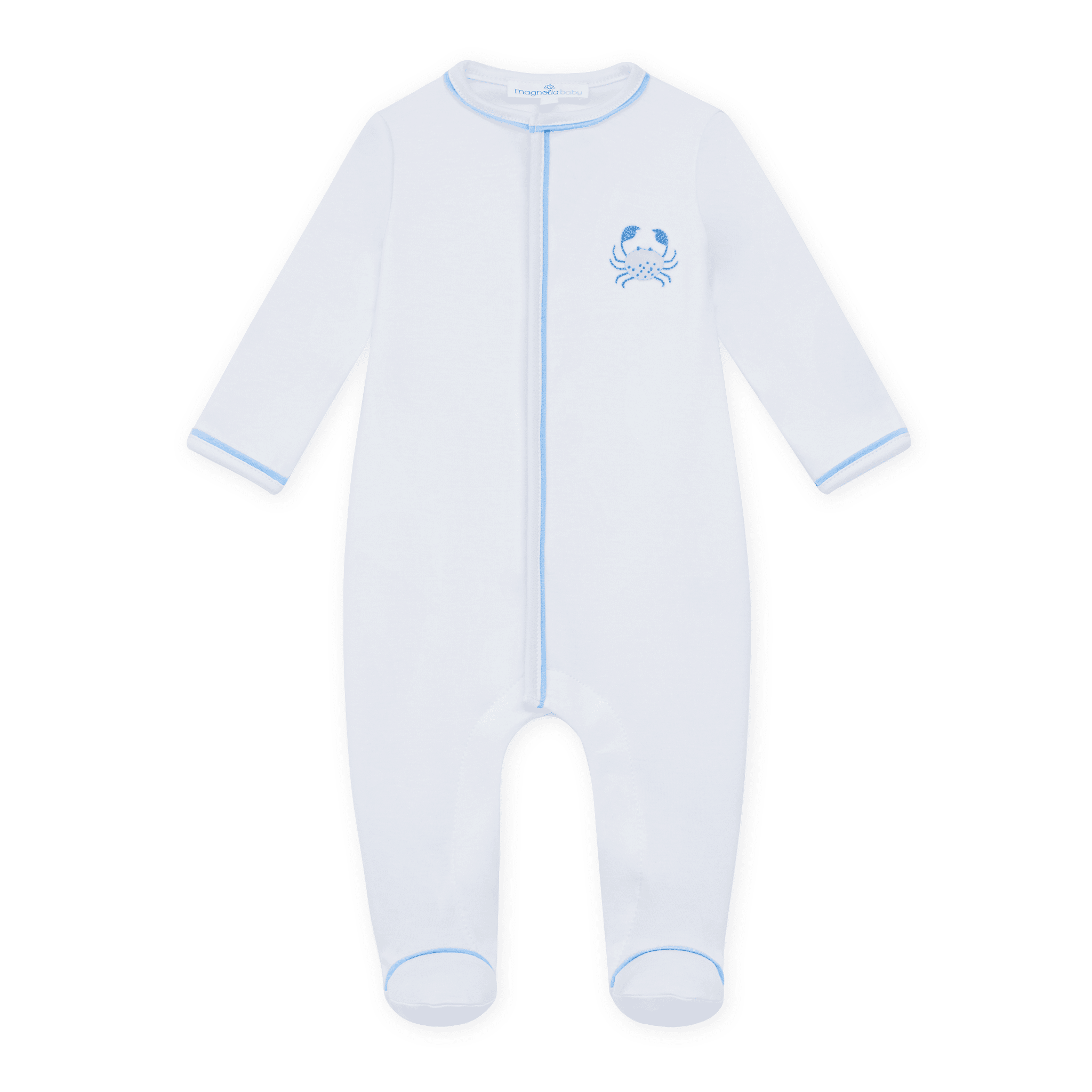 Little Crawlers Embroidered Footie - Light Blue - Magnolia BabyFootie