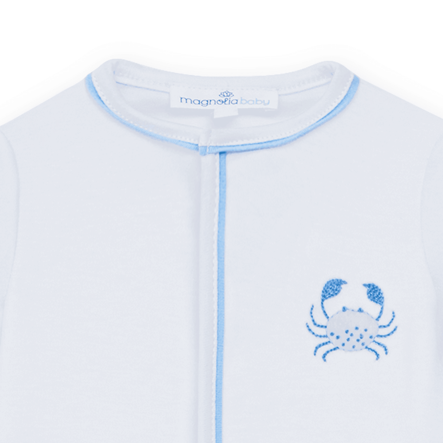 Little Crawlers Embroidered Footie - Light Blue - Magnolia BabyFootie