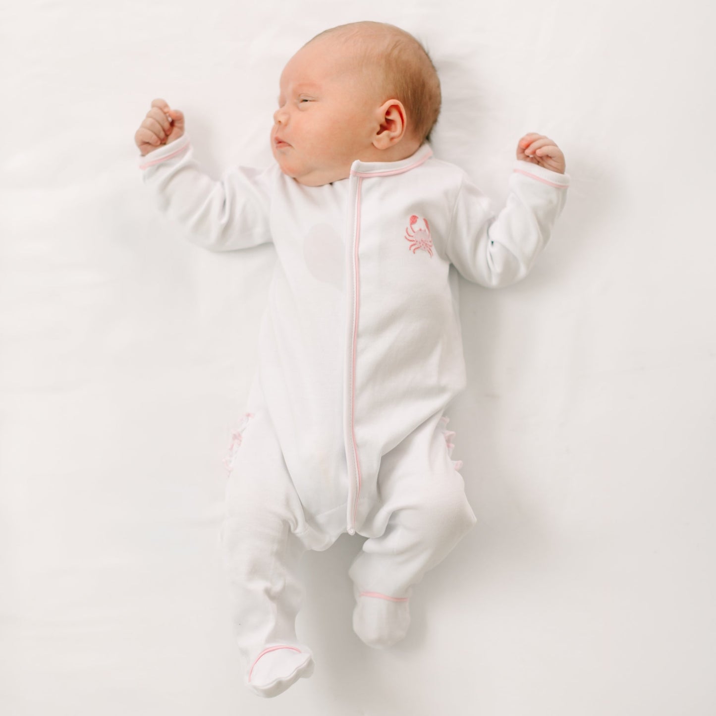 Little Crawlers Embroidered Ruffle Footie - Pink - Magnolia BabyFootie