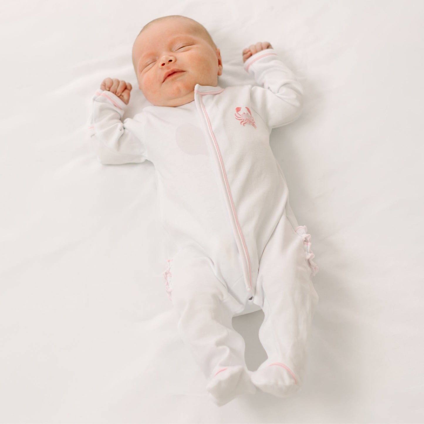 Little Crawlers Embroidered Ruffle Footie - Pink - Magnolia BabyFootie