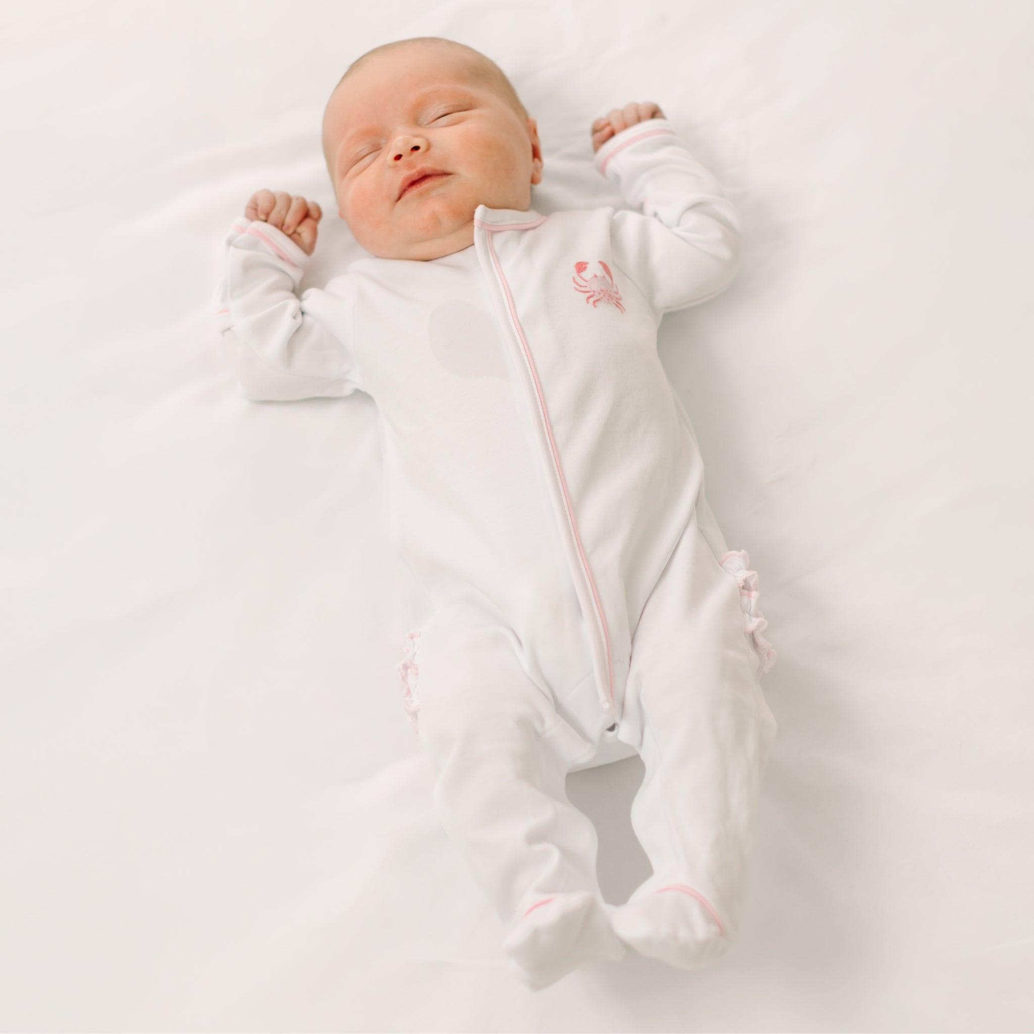 Little Crawlers Embroidered Ruffle Footie - Pink - Magnolia BabyFootie