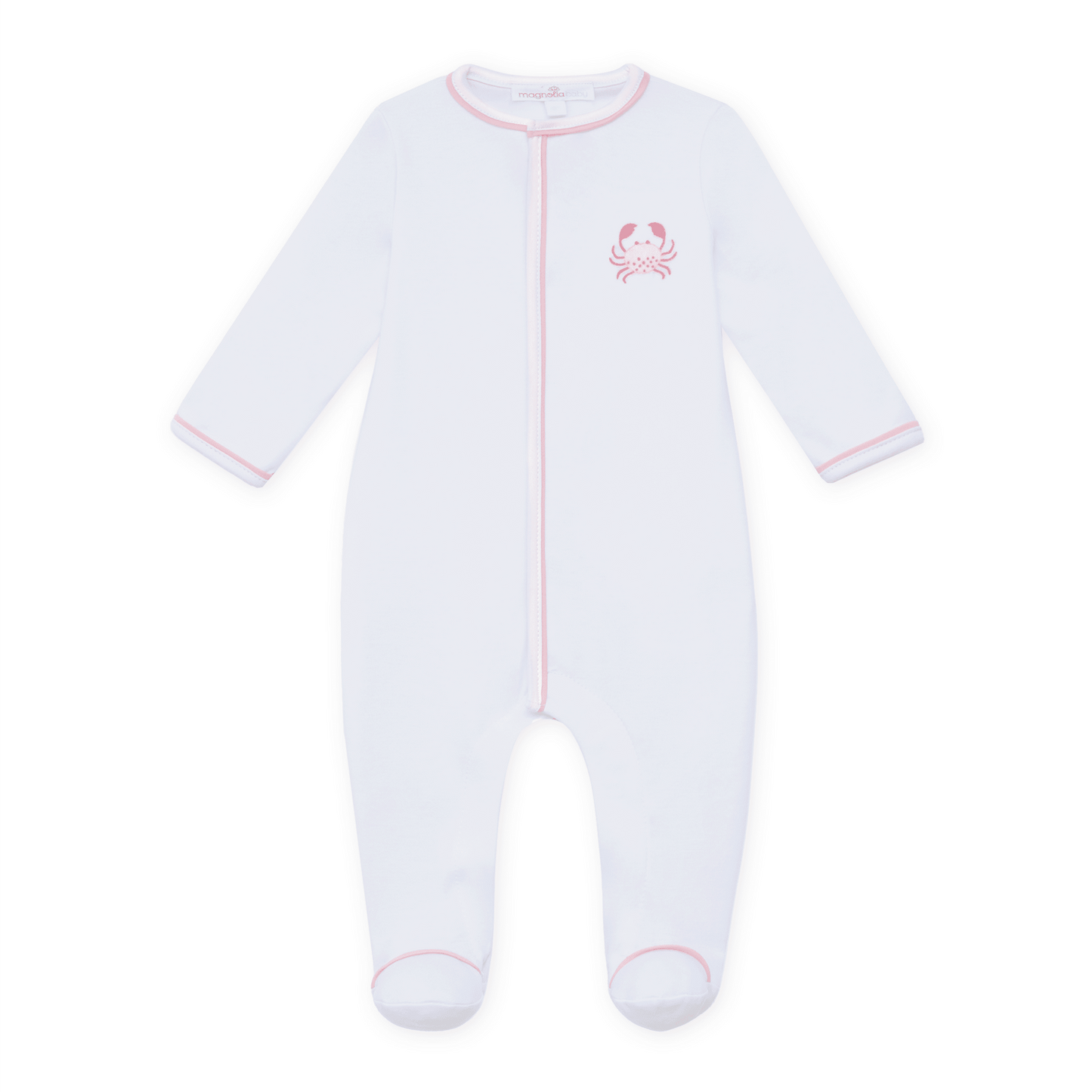 Little Crawlers Embroidered Ruffle Footie - Pink - Magnolia BabyFootie