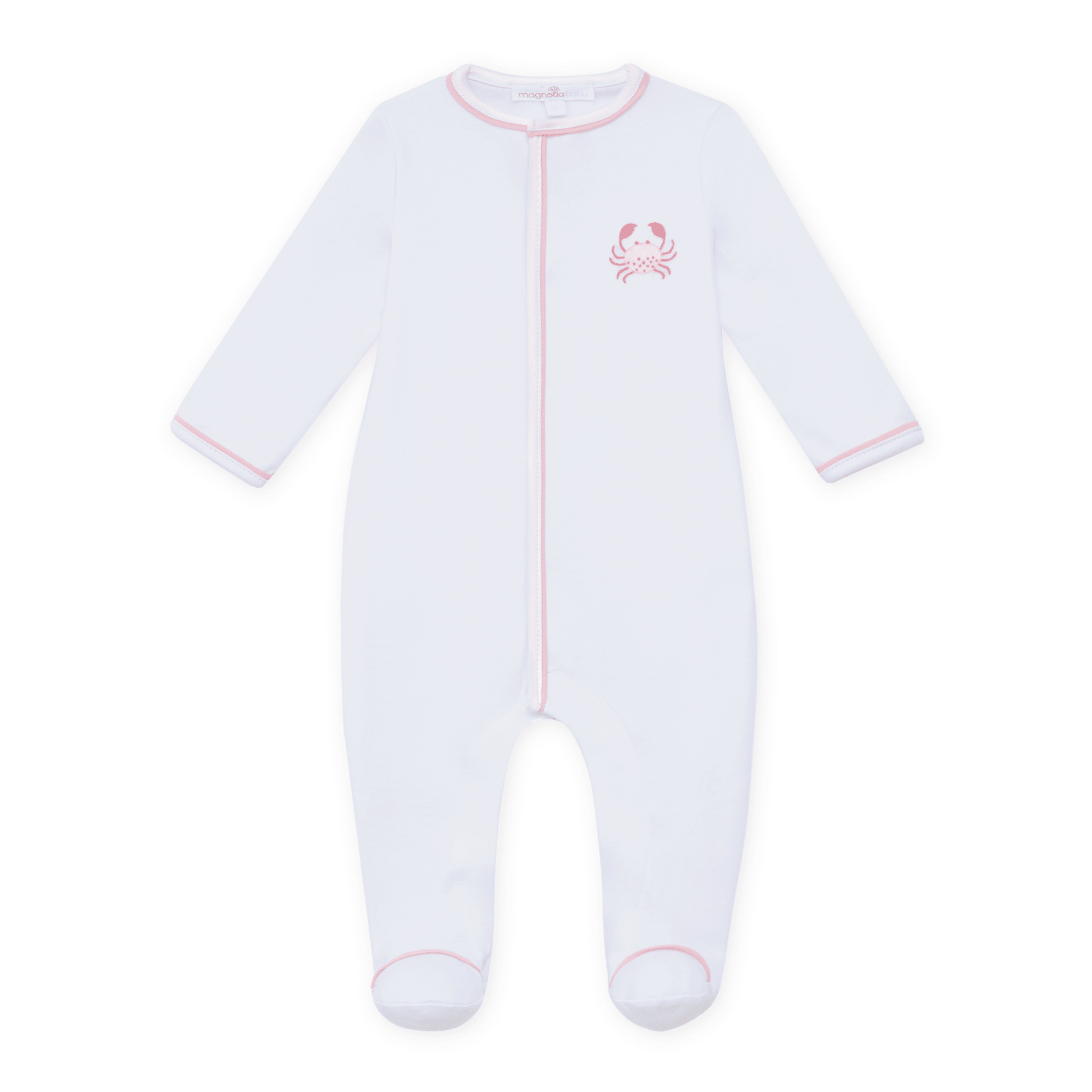 Little Crawlers Embroidered Ruffle Footie - Pink - Magnolia BabyFootie