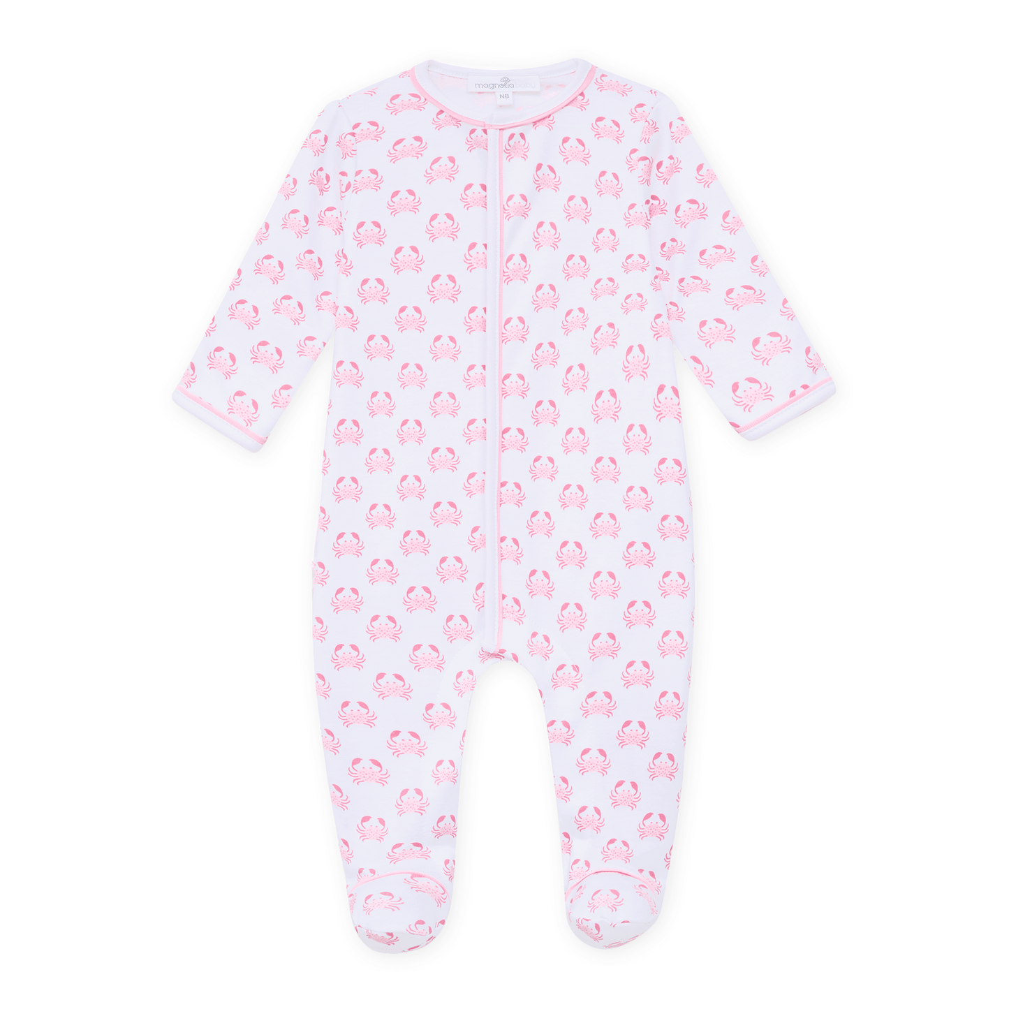 Magnolia Baby_Little Crawlers Print Ruffle Footie - Pink_1