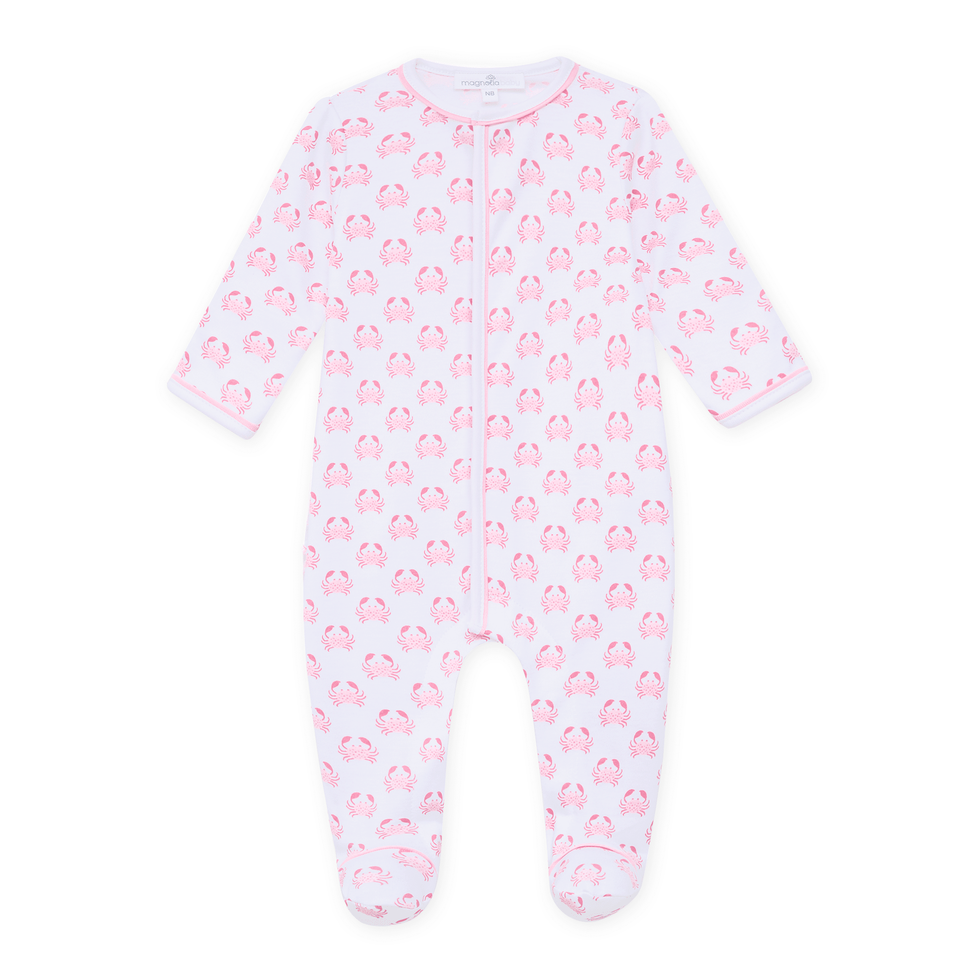 Magnolia Baby_Little Crawlers Print Ruffle Footie - Pink_1