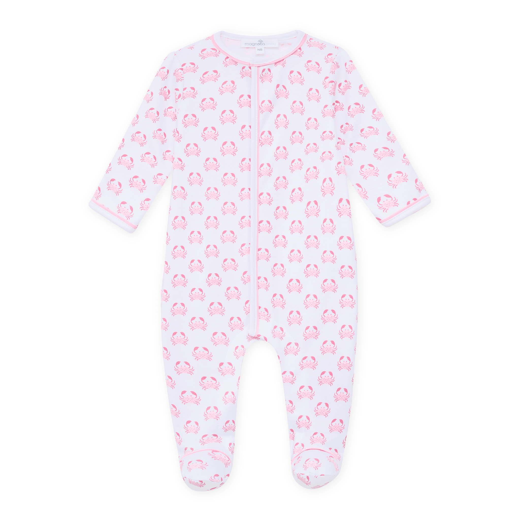 Magnolia Baby_Little Crawlers Print Ruffle Footie - Pink_1