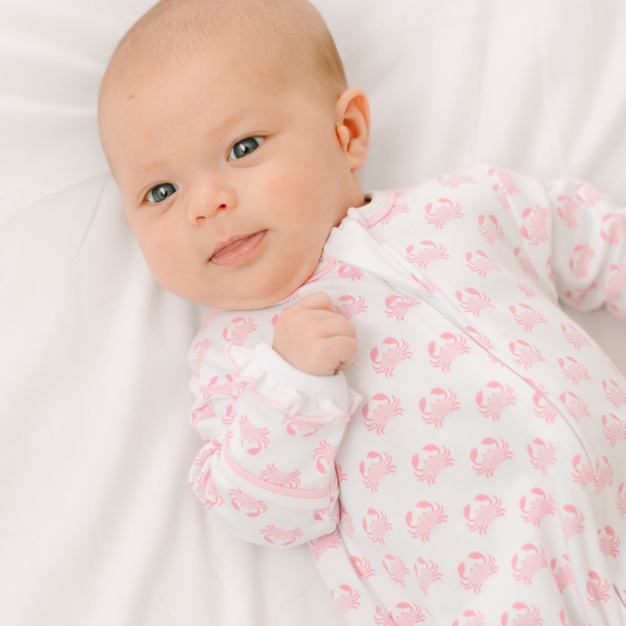 Little Crawlers Print Ruffle Zip Footie - Pink - Magnolia BabyFootie