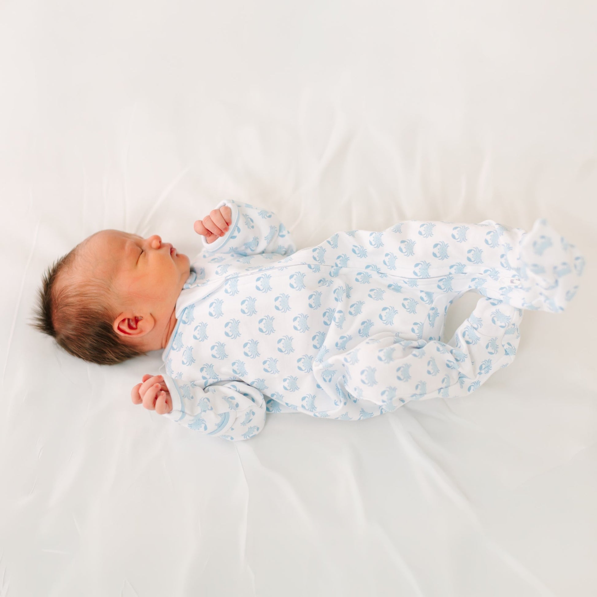 Little Crawlers Print Zip Footie - Light Blue - Magnolia BabyFootie