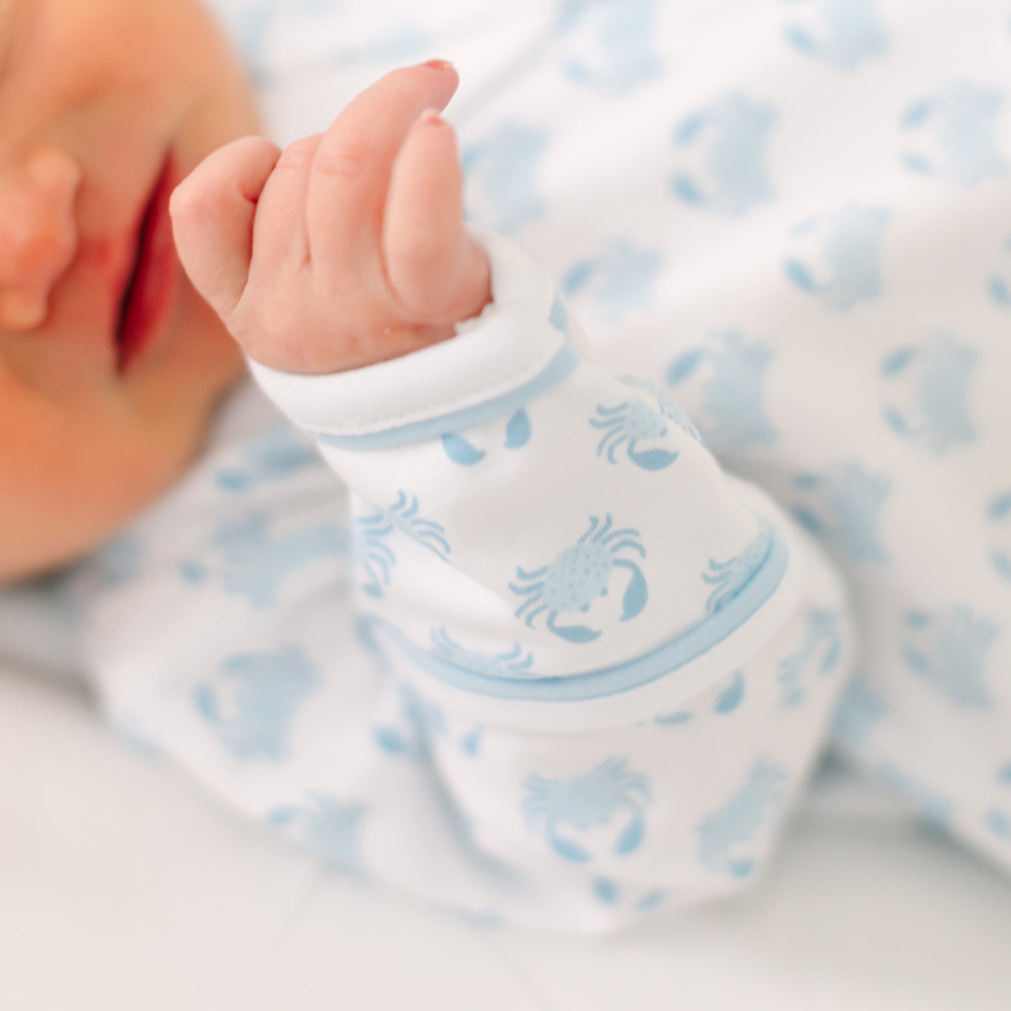 Little Crawlers Print Zip Footie - Light Blue - Magnolia BabyFootie