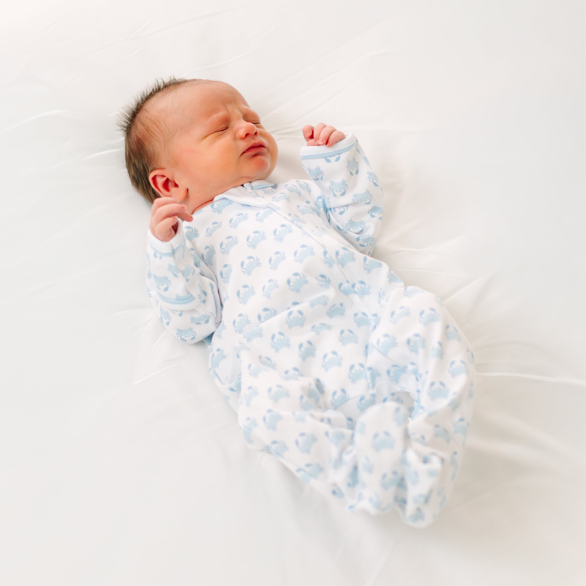 Little Crawlers Print Zip Footie - Light Blue - Magnolia BabyFootie