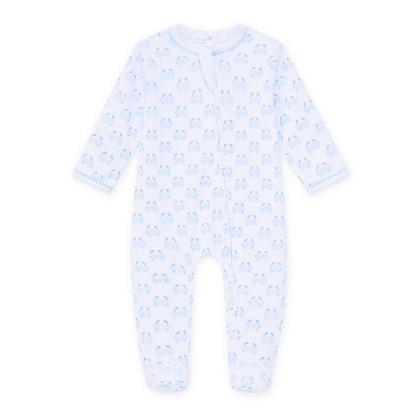 Little Crawlers Print Zip Footie - Light Blue - Magnolia BabyFootie