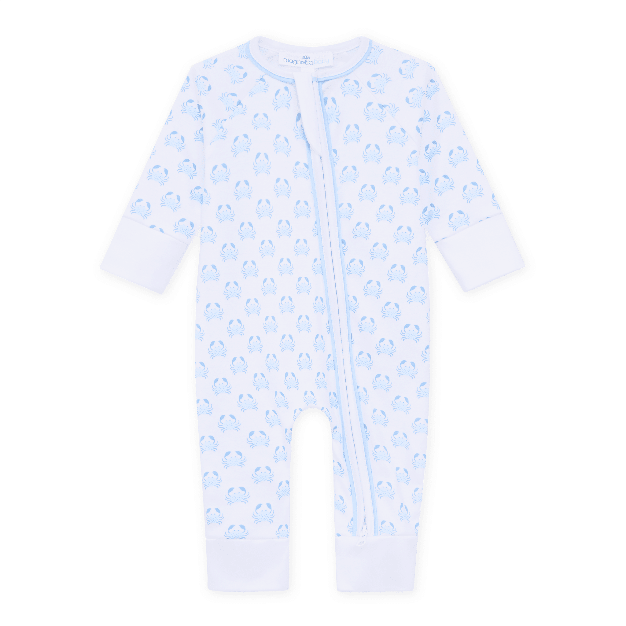Magnolia Baby_Little Crawlers Print Zip Playsuit - Light Blue_1