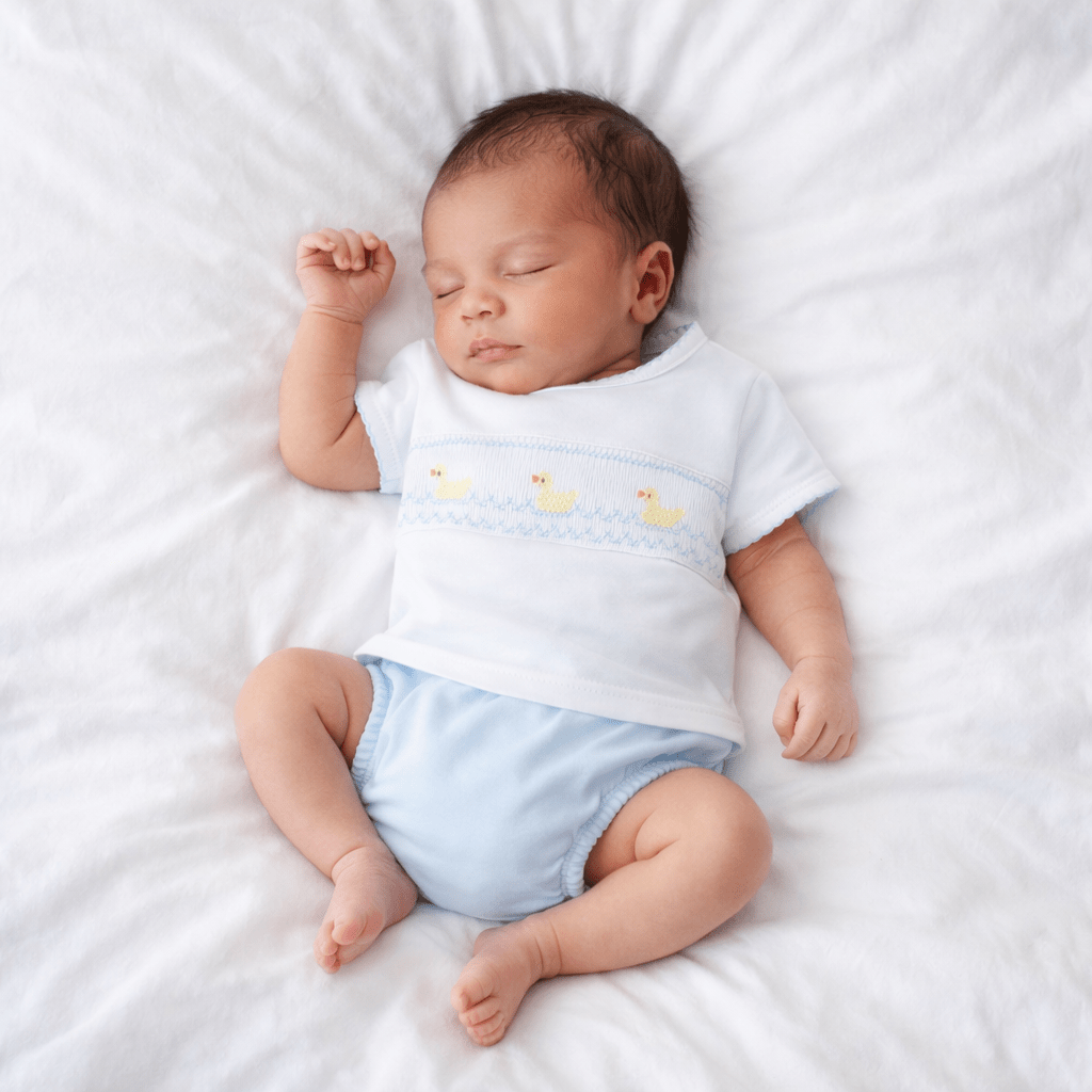 Little Ducklings Classics Smocked Diaper Cover Set - Light Blue - Magnolia BabyDiaper Cover